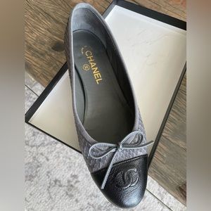 Chanel - Ballerina Flats - Black/Grey Python - Size 39 (9)